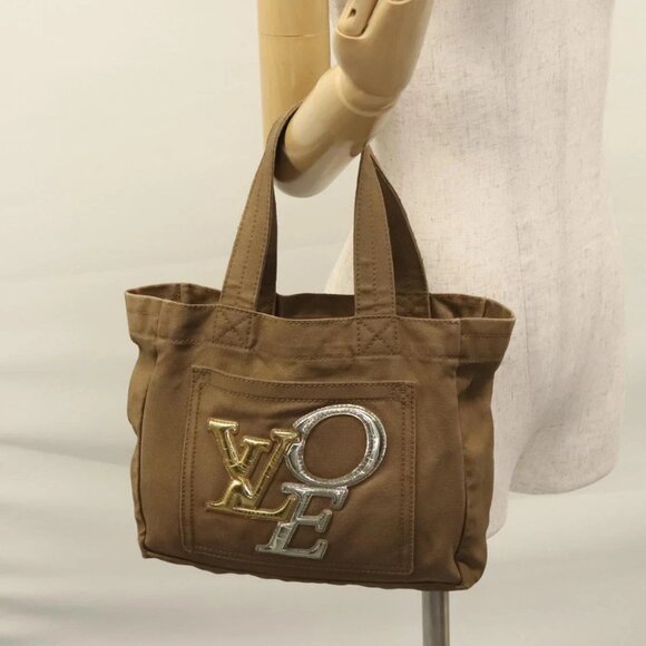 LOUIS VUITTON Thats Love PM Hand Bag Canvas Khaki Silver Gold - Picture 1 of 15